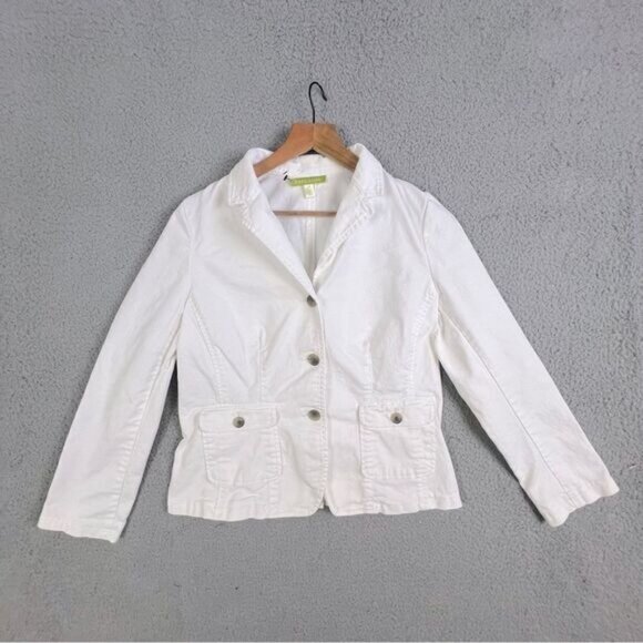 SIGRID OLSEN WOMENS DENIM JACKET WHITE SIZE M - Picture 1 of 9